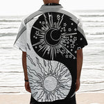 Sun And Moon Yin Yang Print Textured Short Sleeve Shirt