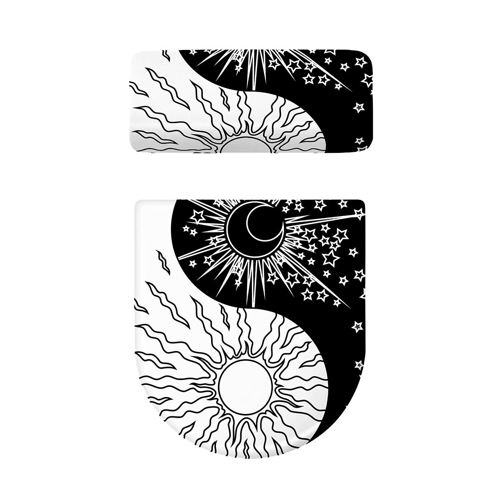 Sun And Moon Yin Yang Print Toilet Lid And Tank Cover Set