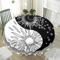 Sun And Moon Yin Yang Print Waterproof Round Tablecloth