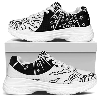 Sun And Moon Yin Yang Print White Chunky Shoes