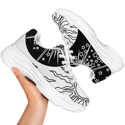 Sun And Moon Yin Yang Print White Chunky Shoes