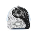 Sun And Moon Yin Yang Print White Mesh Trucker Hat