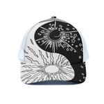 Sun And Moon Yin Yang Print White Mesh Trucker Cap