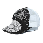 Sun And Moon Yin Yang Print White Mesh Trucker Cap