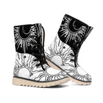 Sun And Moon Yin Yang Print Winter Boots