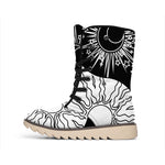 Sun And Moon Yin Yang Print Winter Boots
