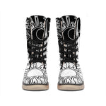 Sun And Moon Yin Yang Print Winter Boots