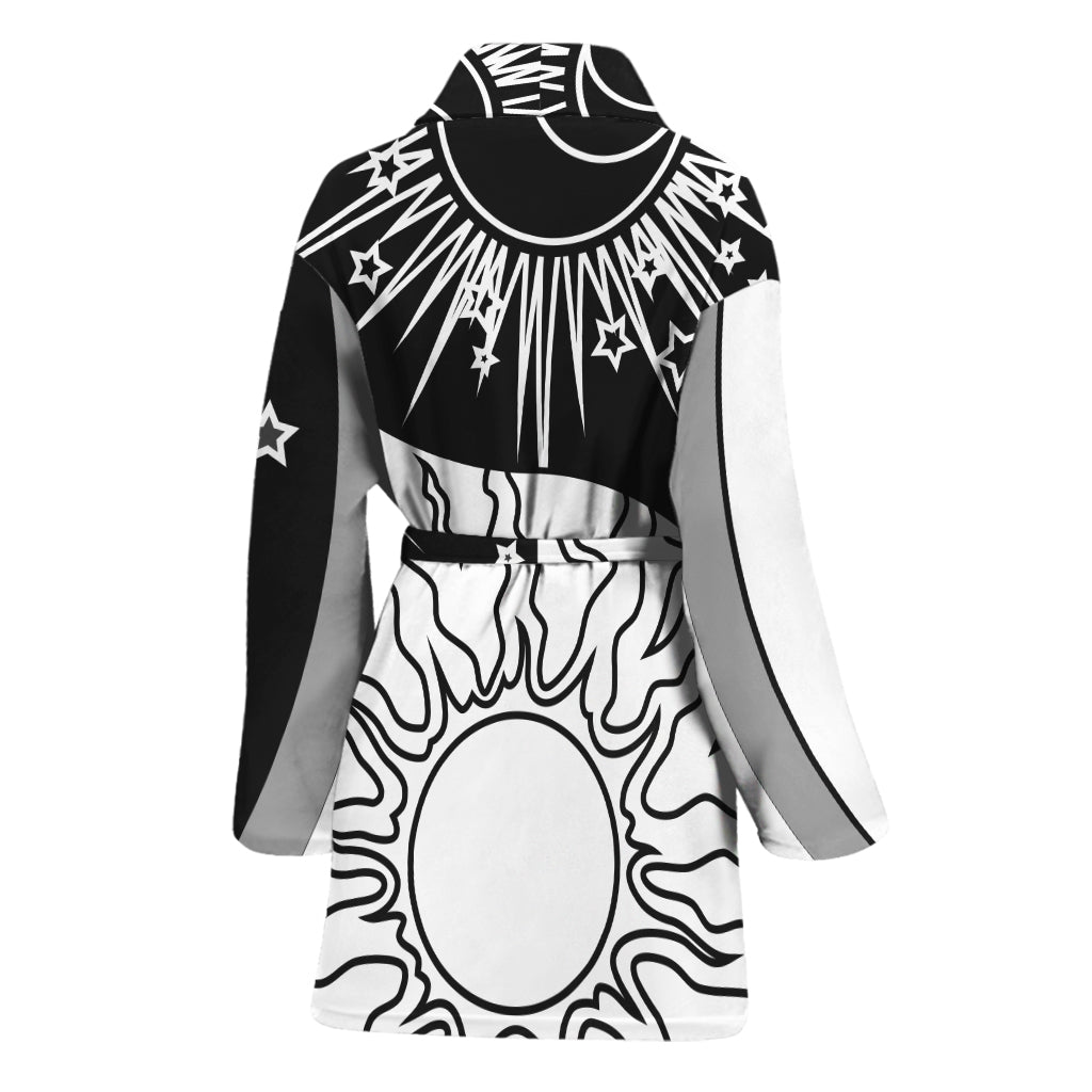 Sun And Moon Yin Yang Print Women's Bathrobe