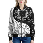 Sun And Moon Yin Yang Print Women's Bomber Jacket
