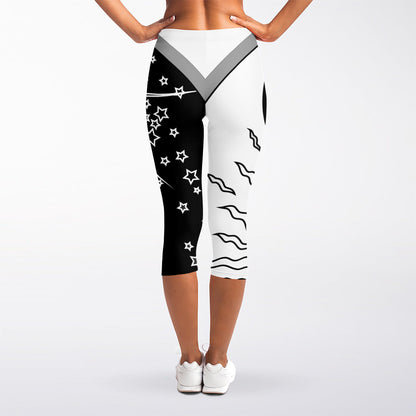 Sun And Moon Yin Yang Print Women's Capri Leggings