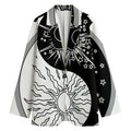 Sun And Moon Yin Yang Print Women's Cotton Blazer