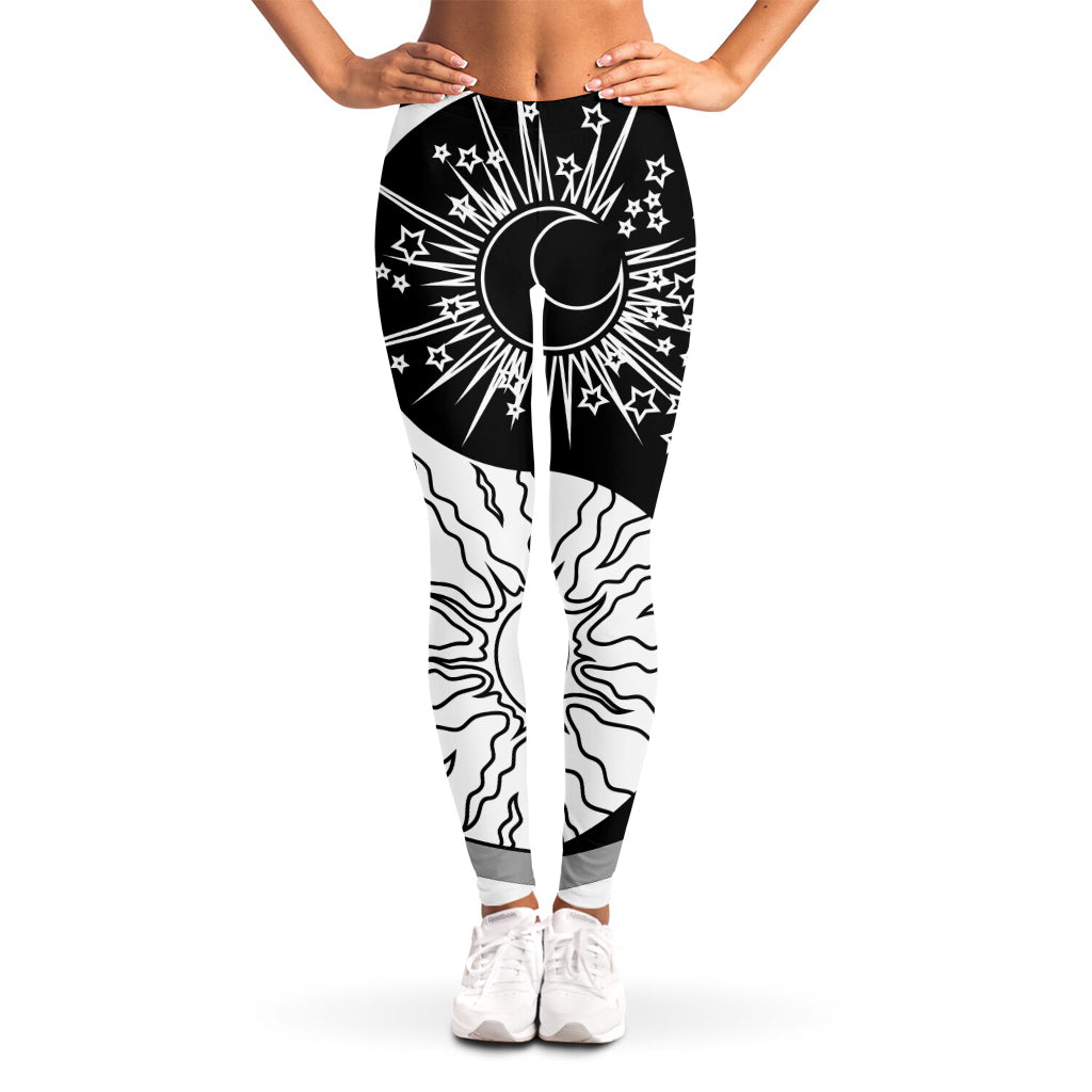 Sun And Moon Yin Yang Print Women's Leggings