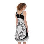 Sun And Moon Yin Yang Print Women's Sleeveless Dress