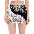 Sun And Moon Yin Yang Print Women's Split Running Shorts