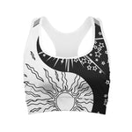 Sun And Moon Yin Yang Print Women's Sports Bra