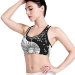 Sun And Moon Yin Yang Print Women's Sports Bra