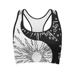 Sun And Moon Yin Yang Print Women's Sports Bra