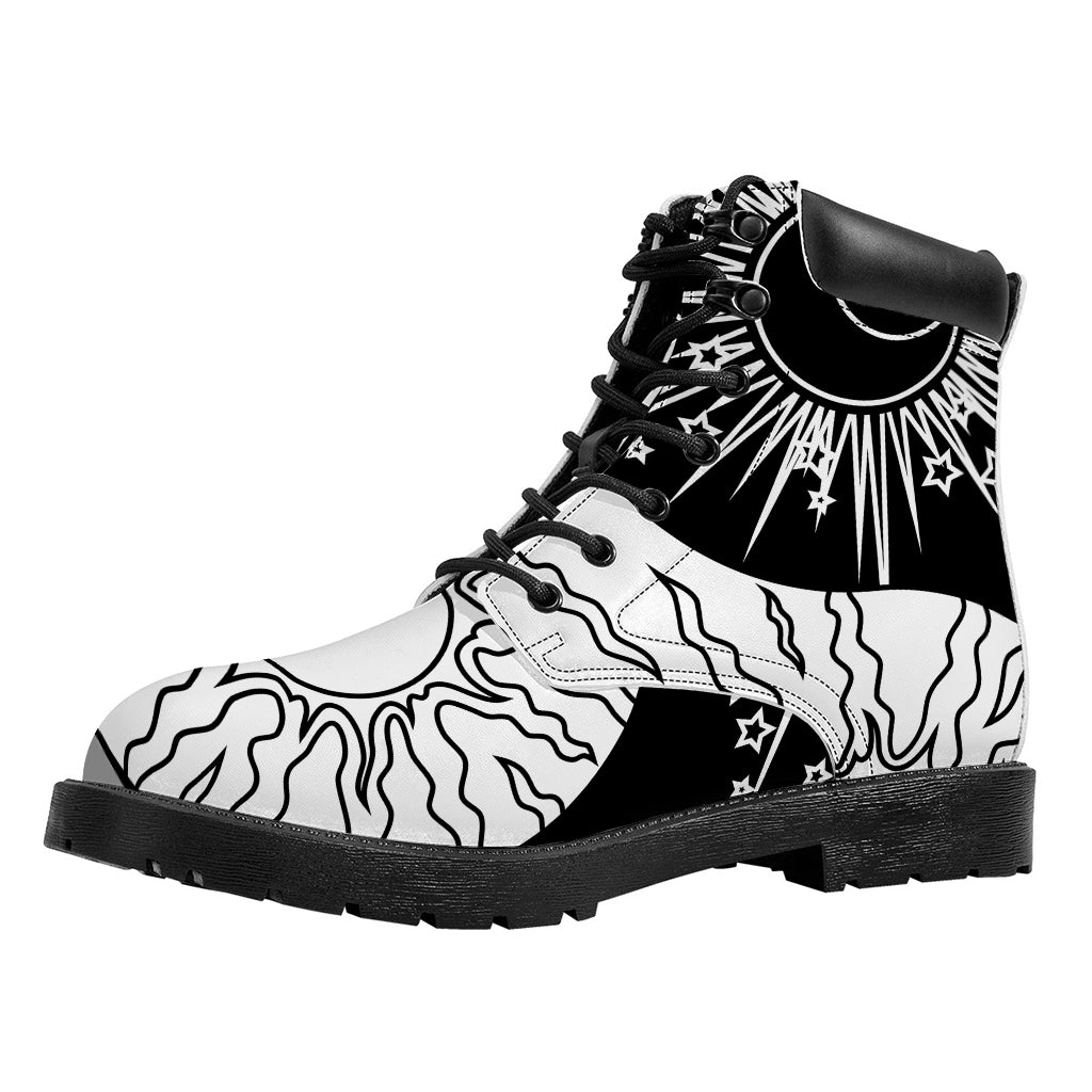 Sun And Moon Yin Yang Print Work Boots