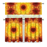 Sun Fire Kaleidoscope Print 3 Piece Kitchen Curtains