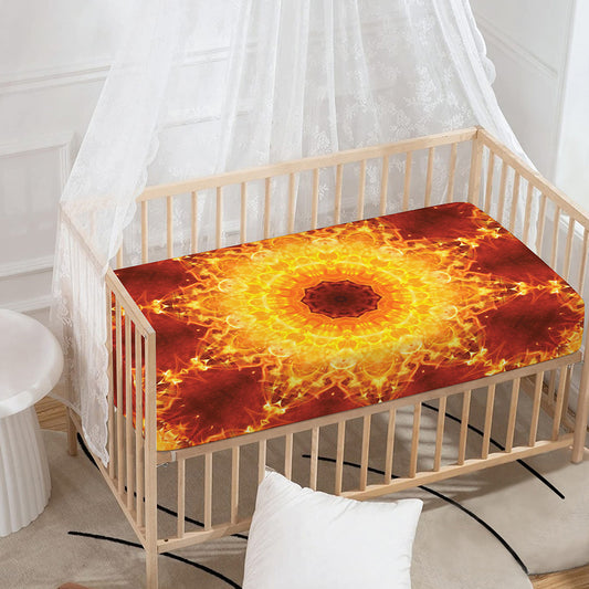 Sun Fire Kaleidoscope Print Baby Crib Sheet