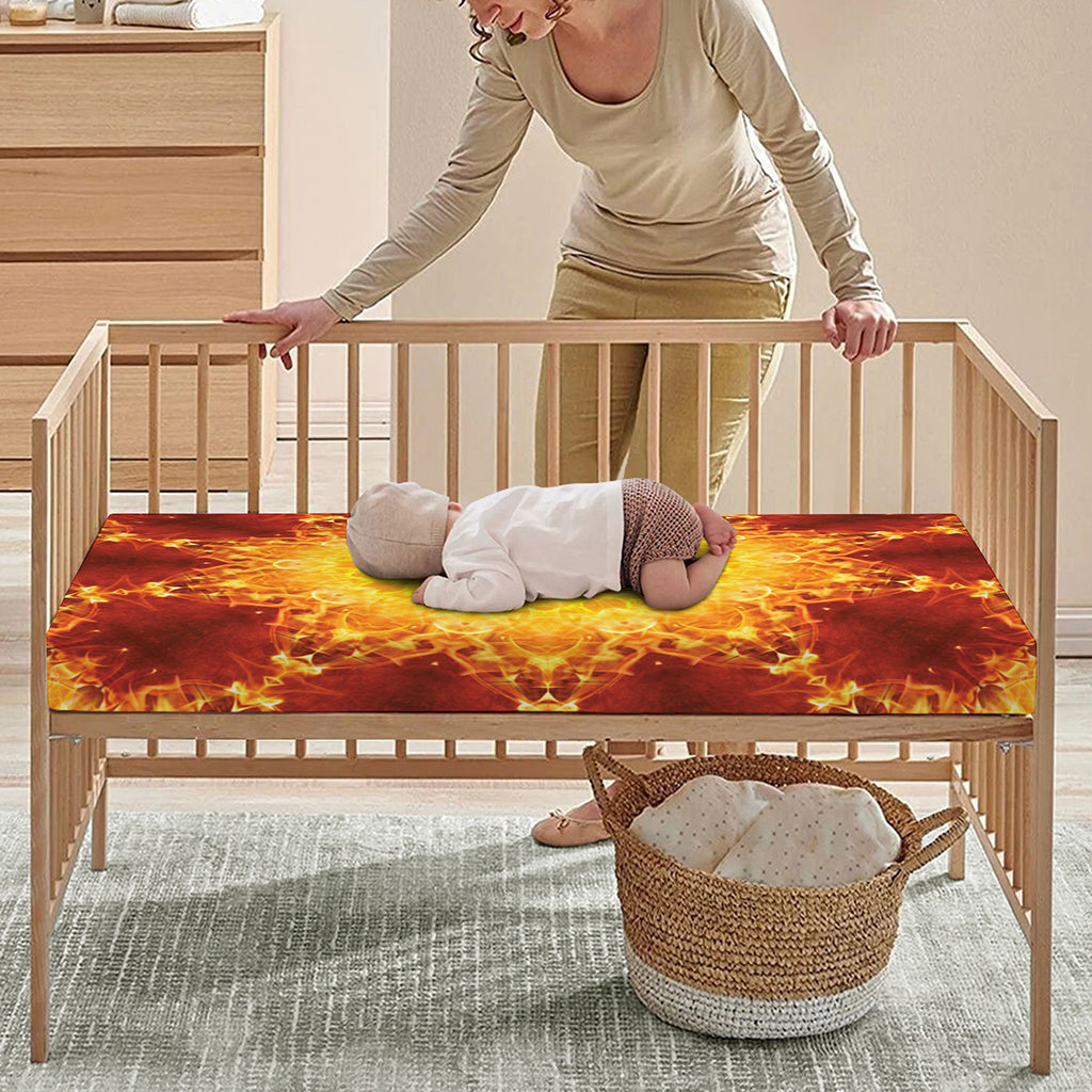 Sun Fire Kaleidoscope Print Baby Crib Sheet