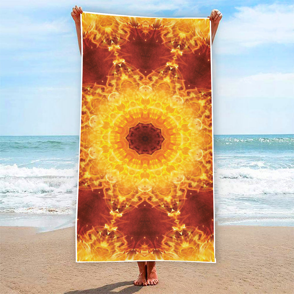 Sun Fire Kaleidoscope Print Beach Towel