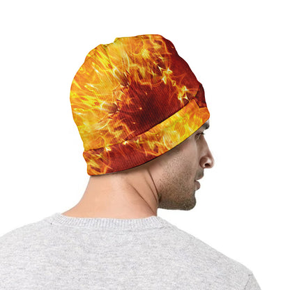 Sun Fire Kaleidoscope Print Beanie