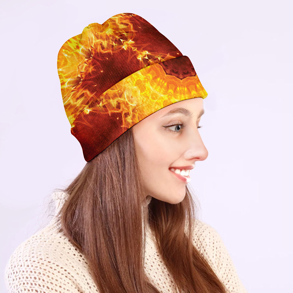 Sun Fire Kaleidoscope Print Beanie