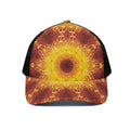 Sun Fire Kaleidoscope Print Black Mesh Trucker Hat
