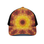 Sun Fire Kaleidoscope Print Black Mesh Trucker Cap