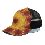 Sun Fire Kaleidoscope Print Black Mesh Trucker Cap