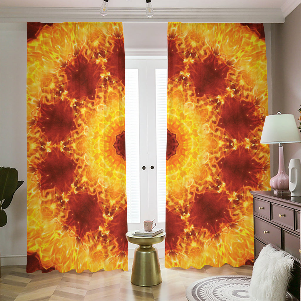 Sun Fire Kaleidoscope Print Blackout Pencil Pleat Curtains