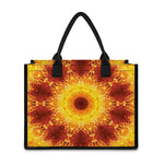 Sun Fire Kaleidoscope Print Canvas Tote Bag