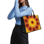 Sun Fire Kaleidoscope Print Canvas Tote Bag