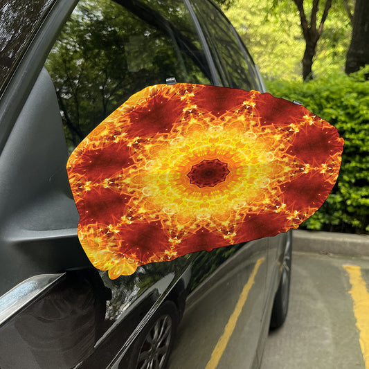 Sun Fire Kaleidoscope Print Car Side Mirror Covers