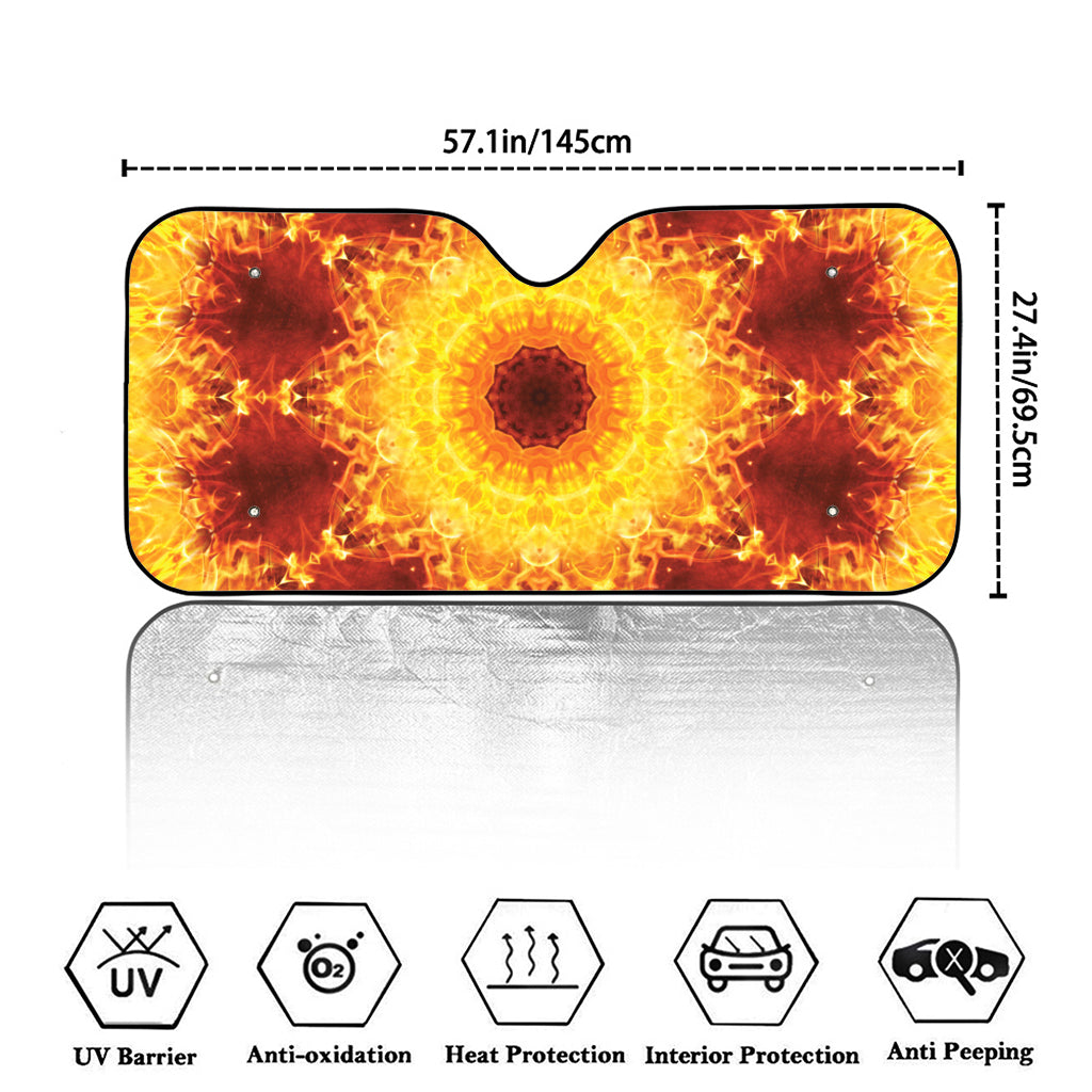 Sun Fire Kaleidoscope Print Car Windshield Sun Shade