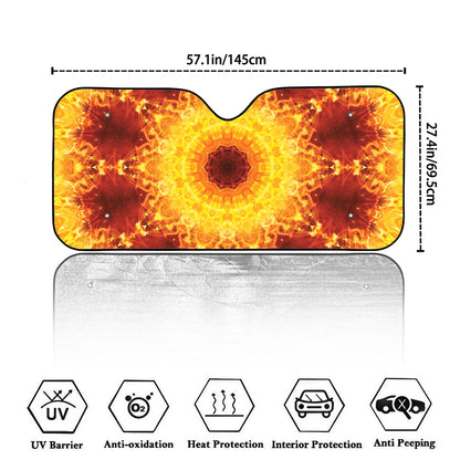 Sun Fire Kaleidoscope Print Car Windshield Sun Shade