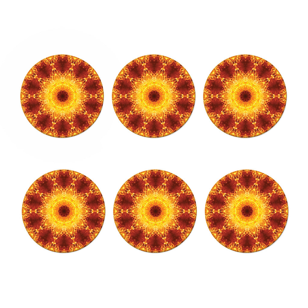 Sun Fire Kaleidoscope Print Coaster Set