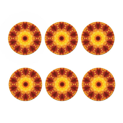 Sun Fire Kaleidoscope Print Coaster Set