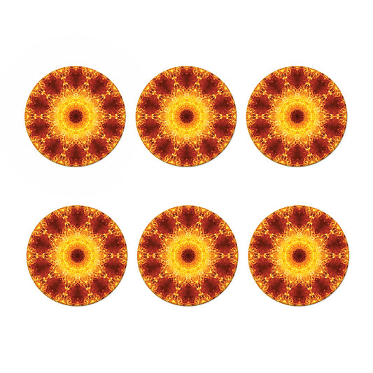 Sun Fire Kaleidoscope Print Coaster Set