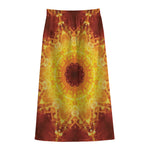 Sun Fire Kaleidoscope Print Cotton Front Slit Maxi Skirt