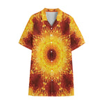 Sun Fire Kaleidoscope Print Cotton Hawaiian Shirt