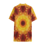 Sun Fire Kaleidoscope Print Cotton Hawaiian Shirt