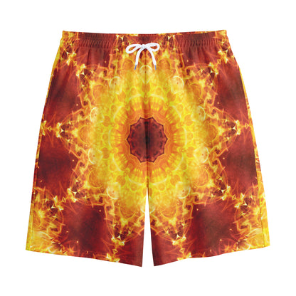 Sun Fire Kaleidoscope Print Cotton Shorts