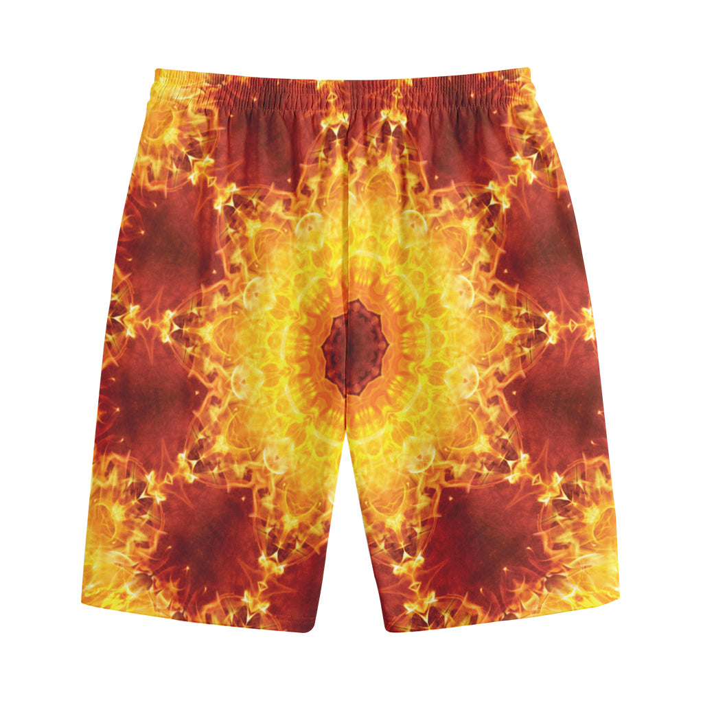 Sun Fire Kaleidoscope Print Cotton Shorts