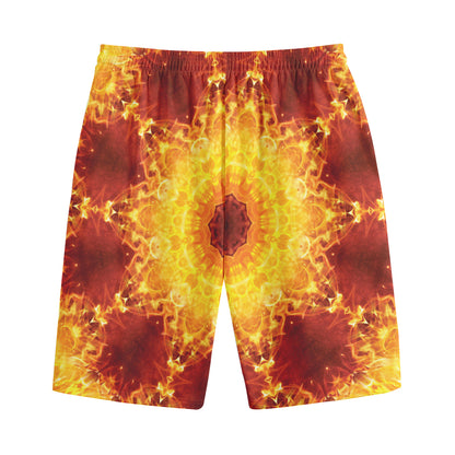 Sun Fire Kaleidoscope Print Cotton Shorts