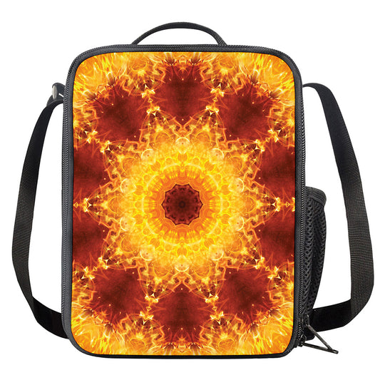 Sun Fire Kaleidoscope Print Crossbody Lunch Bag