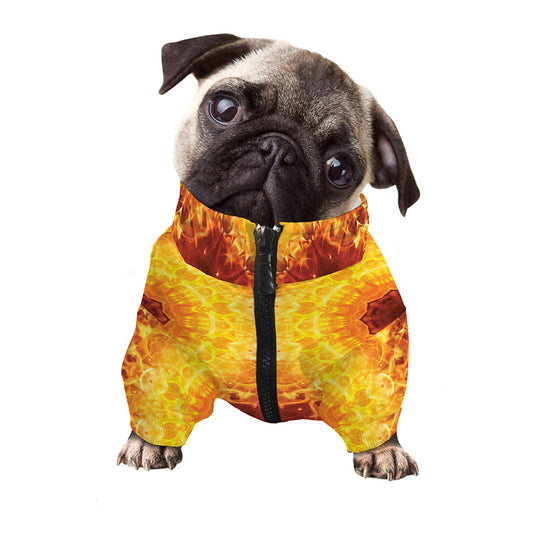 Sun Fire Kaleidoscope Print Dog Zip Up Jacket