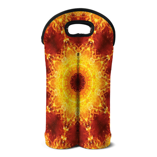Sun Fire Kaleidoscope Print Double Neoprene Wine Tote