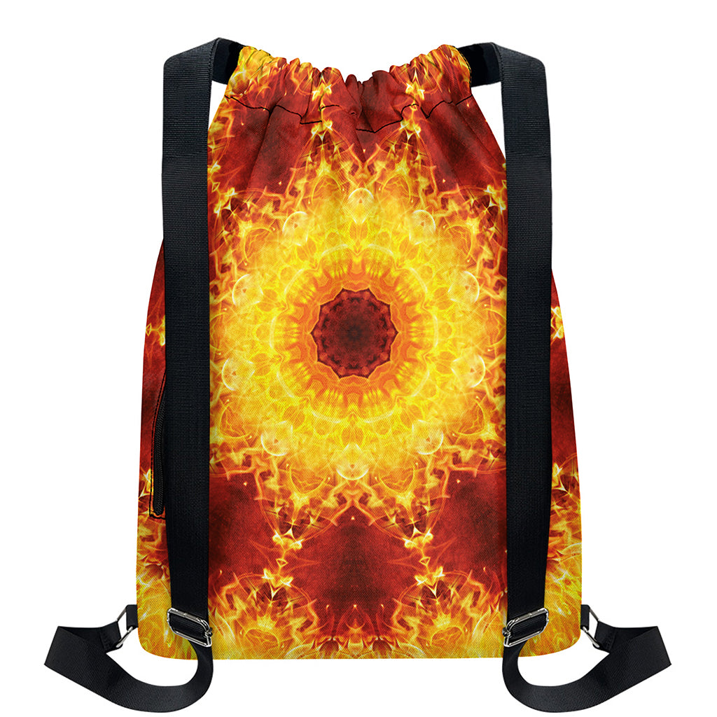 Sun Fire Kaleidoscope Print Drawstring Backpack